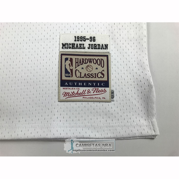 Camiseta Chicago Bulls Michael Jordan NO 23 Autentico 1995-96 Blanco